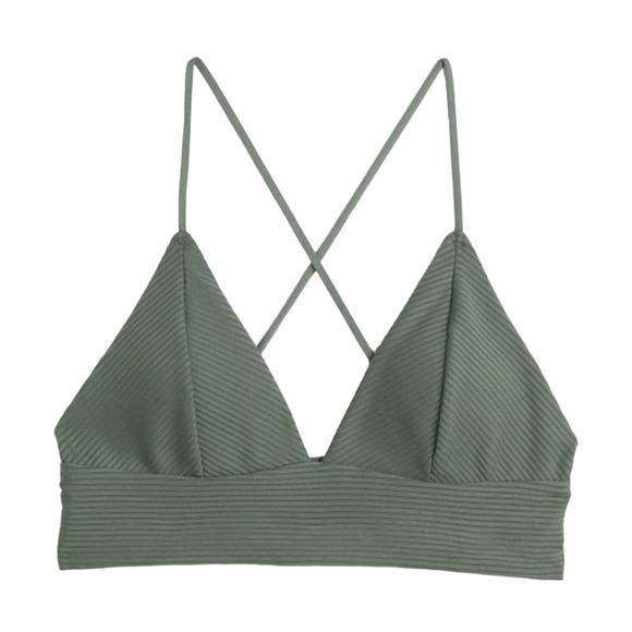 H&M Plus size tankini bikini sage green racerback padded swimsuit 2 pc - Picture 3 of 13